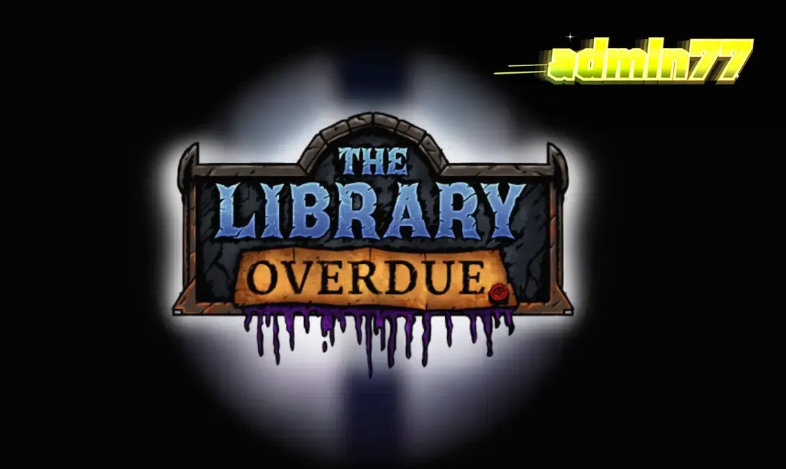 Tampilan visual slot The Library Overdue dengan nuansa gothic dan misterius